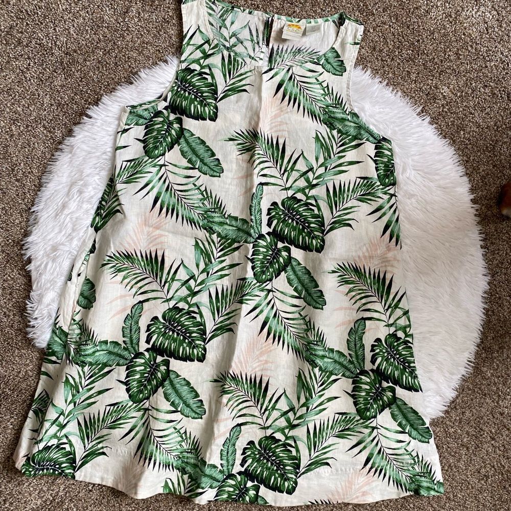 C&C California Linen Tropical Tank Dress Pockets Womens Size Small